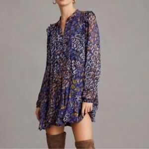 Anthropologie tunic Chic Leopard Print Dress XS